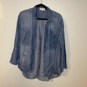 Cloth & Stone Anthropologie Dotted Graphic Tencel‎ Button Down Chambray Top M